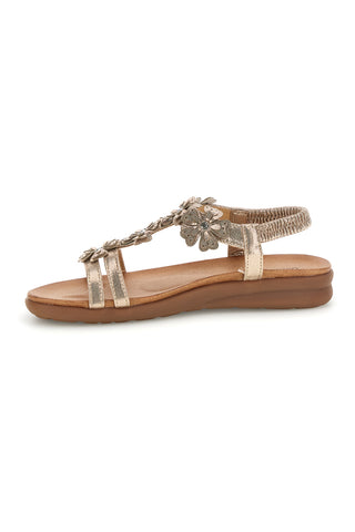 Sandali oro con applicazioni floreali Quanna mel k358673