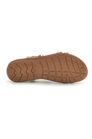 Sandali oro con applicazioni floreali Quanna mel k358673
