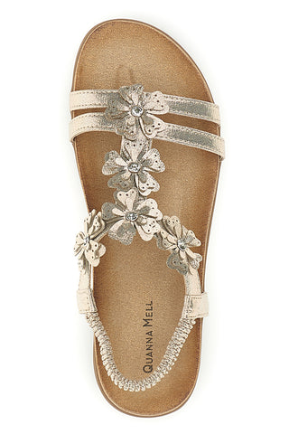 Sandali oro con applicazioni floreali Quanna mel k358673