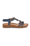 Blaue Sandalen mit geflochtenen Riemen und elastischem Riemen Quanna mel K358607