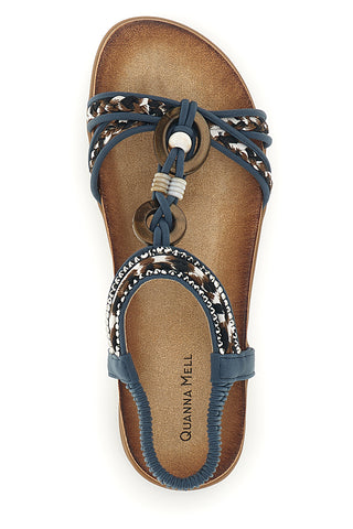 Blaue Sandalen mit geflochtenen Riemen und elastischem Riemen Quanna mel K358607