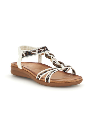 Weiße Sandalen mit verzierten Riemchen und Strasssteinen Quanna Mell k358607