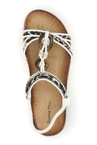 Weiße Sandalen mit verzierten Riemchen und Strasssteinen Quanna Mell k358607