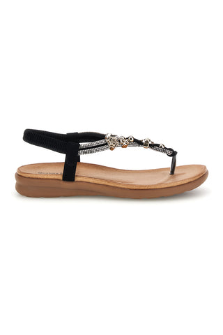Schwarze Sandalen mit Schmuckapplikationen Quanna mel k358636