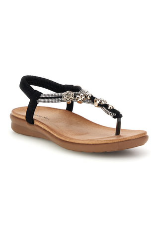 Schwarze Sandalen mit Schmuckapplikationen Quanna mel k358636