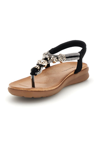 Schwarze Sandalen mit Schmuckapplikationen Quanna mel k358636