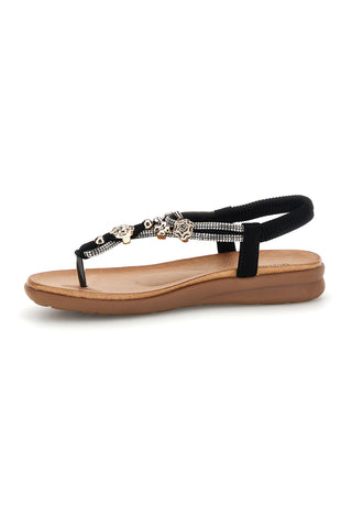 Schwarze Sandalen mit Schmuckapplikationen Quanna mel k358636