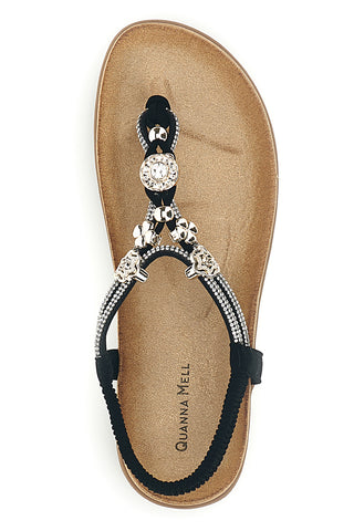 Schwarze Sandalen mit Schmuckapplikationen Quanna mel k358636