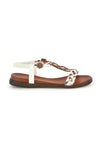 Weiße Sandalen mit geflochtenem Riemen und Metalldetails Quanna Mell 560317