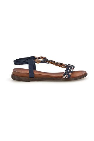 Blaue Sandalen mit geflochtenen Riemen und Schmuckapplikationen Quanna mel 560317