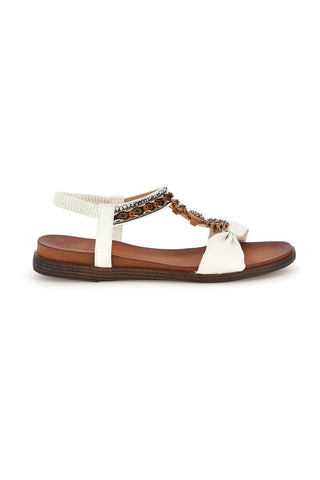 Sandali bianchi con dettagli gioiello e cinturino elasticizzato Quanna mel 560319