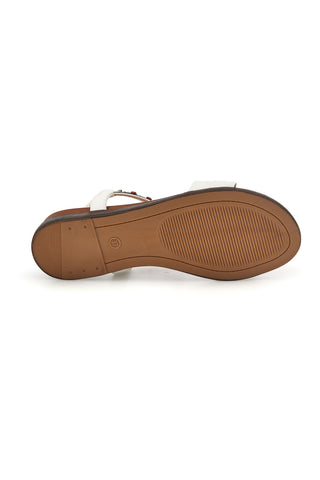 Weiße Sandalen mit Schmucksteinverzierung und elastischem Riemen Quanna mel 560319