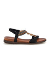 Schwarze Sandalen mit Schmucksteinverzierung und elastischem Riemen Quanna mel 560319