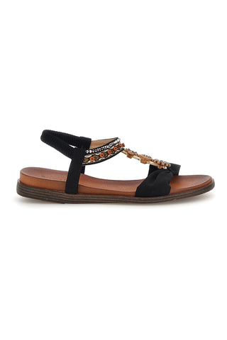 Sandali neri con dettagli gioiello e cinturino elasticizzato Quanna mel 560319