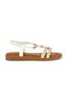 Weiße Sandalen mit geflochtenen Riemen und Metallic-Details Quanna Mell 22136