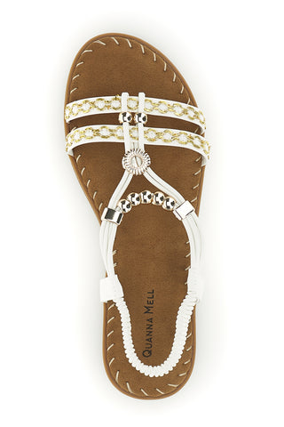 Weiße Sandalen mit geflochtenen Riemen und Metallic-Details Quanna Mell 22136