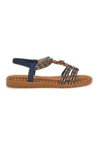 Blaue Sandalen mit geflochtenen Riemen und verzierten Details Quanna mell 22139