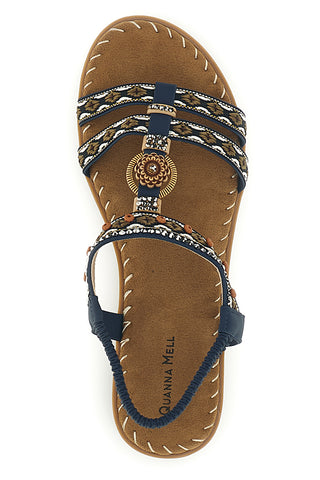 Blaue Sandalen mit geflochtenen Riemen und verzierten Details Quanna mell 22139