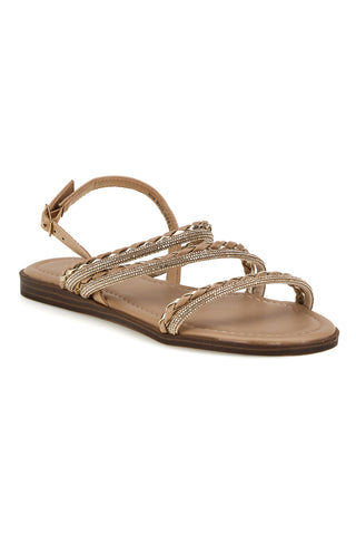 Beige Sandalen mit glänzenden Riemen Café kosten RH4
