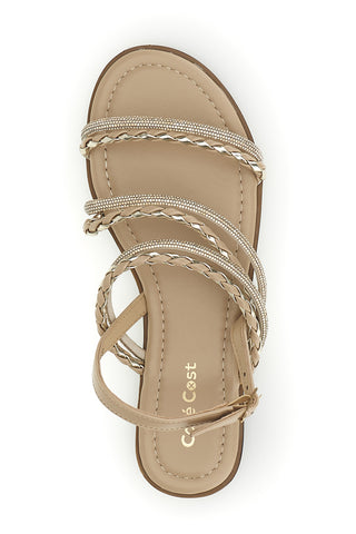 Beige Sandalen mit glänzenden Riemen Café kosten RH4