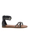 Schwarze Sandalen mit hohen Riemen und glänzenden Details Café kosten RH5