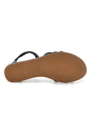 Schwarze Sandalen mit hohen Riemen und glänzenden Details Café kosten RH5