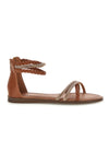 Kamelhaarige Sandalen mit hohen Riemen und glänzenden Details Café kosten RH5