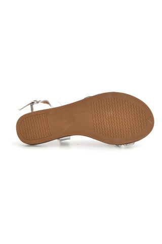 Silberne Sandalen mit Riemen Café Kosten RH7