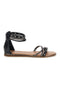 Schwarze Sandalen mit hohen Riemen und Nieten Café kosten RH15