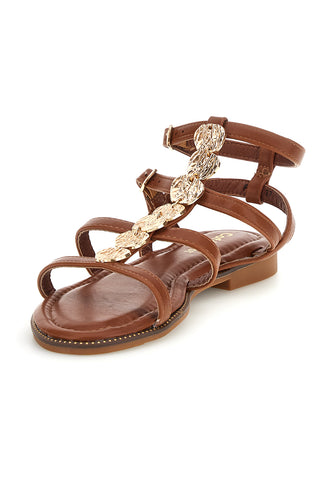 Kamelhaarige Sandalen mit Schmuckapplikationen Café kosten RH25