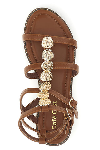 Kamelhaarige Sandalen mit Schmuckapplikationen Café kosten RH25