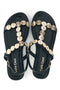 Schwarze Sandalen mit Goldapplikationen Cafè kosten RH22