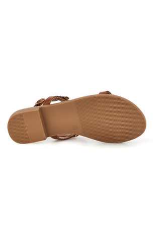 Braune Sandalen mit Goldapplikationen Cafè kosten RH22