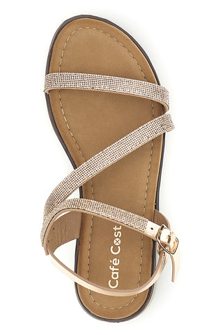 Sandali rose gold con fasce intrecciate Cafè cost RH23