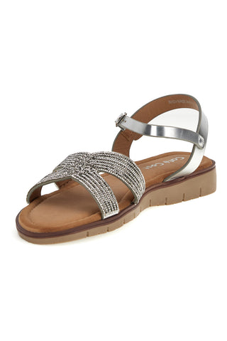 Silberne Sandalen mit geflochtenen Riemen Café kosten RH24