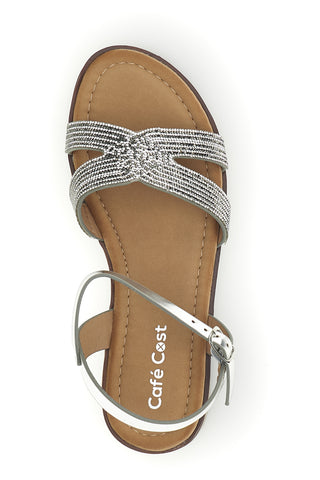 Silberne Sandalen mit geflochtenen Riemen Café kosten RH24