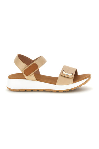 Beige Sandalen mit Klettverschluss Komfortsohle Plocadi Bza242387a