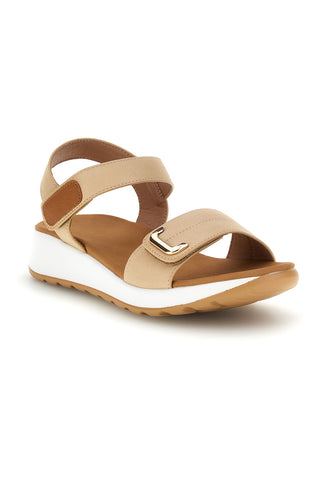 Beige Sandalen mit Klettverschluss Komfortsohle Plocadi Bza242387a