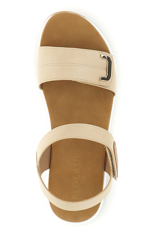 Beige Sandalen mit Klettverschluss Komfortsohle Plocadi Bza242387a