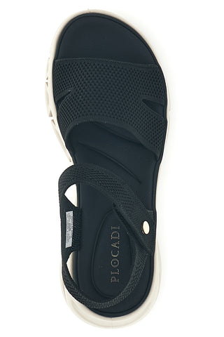 Sandali neri con fasce in tessuto suola comfort Plocadi G80634