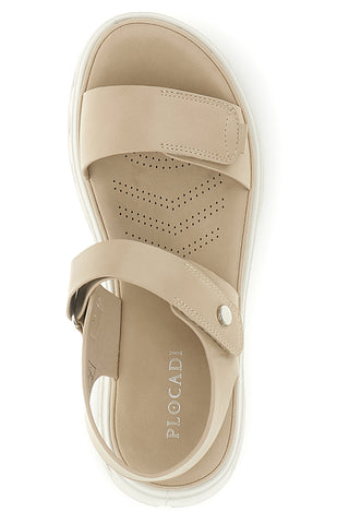 Sandali beige con strappi in velcro suola comfort Plocadi G88382