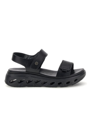 Sandali neri con strappi in velcro suola comfort Plocadi G88382