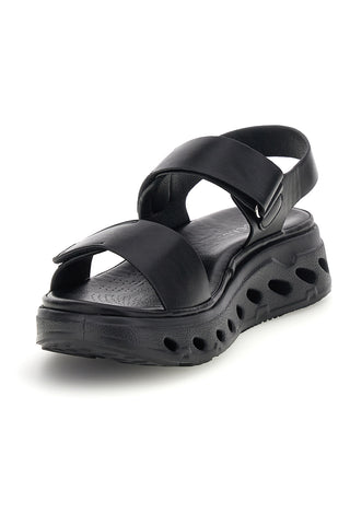Sandali neri con strappi in velcro suola comfort Plocadi G88382