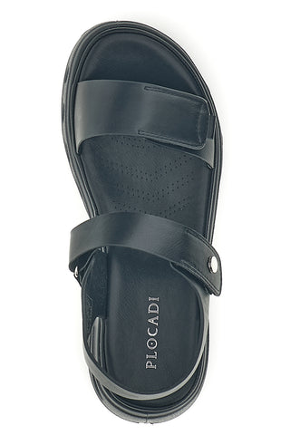 Sandali neri con strappi in velcro suola comfort Plocadi G88382