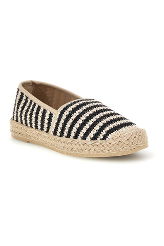 Beige und schwarz gestreifte Stoff Espadrilles Prima riga p687