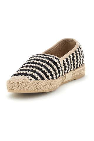 Beige und schwarz gestreifte Stoff Espadrilles Prima riga p687