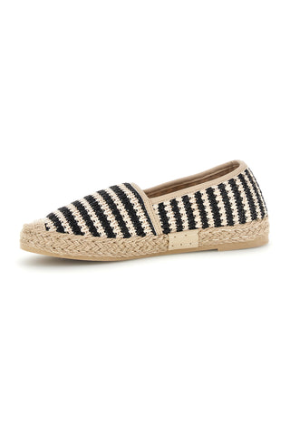 Beige und schwarz gestreifte Stoff Espadrilles Prima riga p687