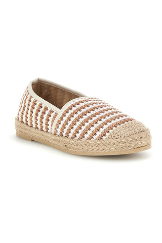Beige und weiß gestreifte Espadrilles aus Stoff Prima riga p687
