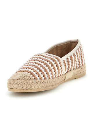 Beige und weiß gestreifte Espadrilles aus Stoff Prima riga p687