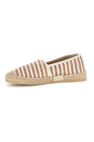 Beige und weiß gestreifte Espadrilles aus Stoff Prima riga p687